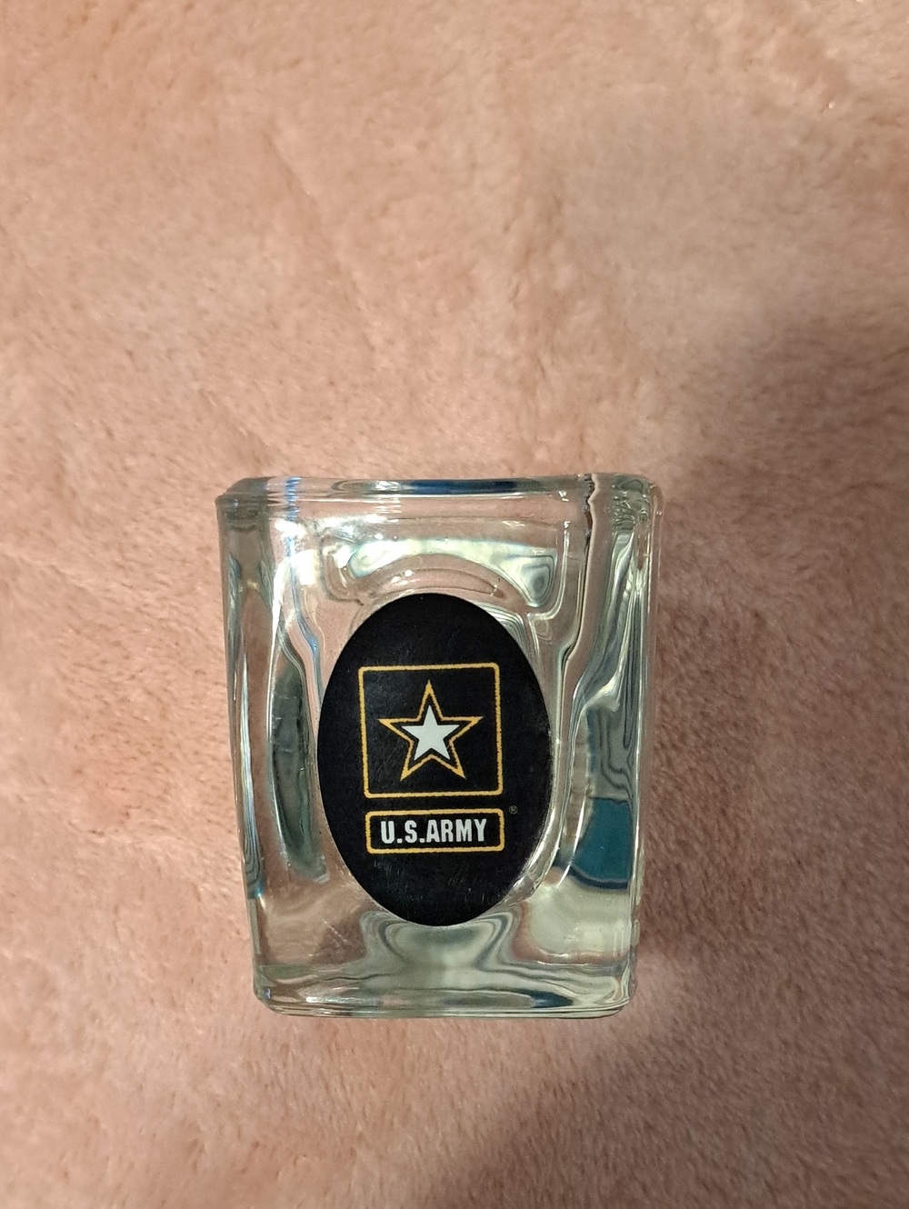 U.S. Army Clear Glass Votive with Black and Gold Emblem